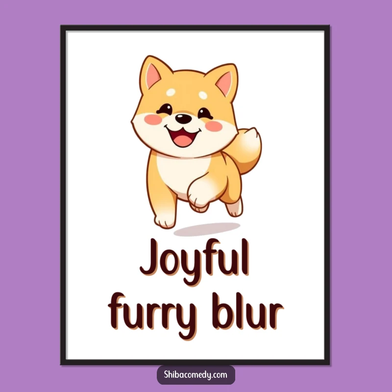 Funny Happy Shiba Inu Running Digital Art: Instant Energy Decor
