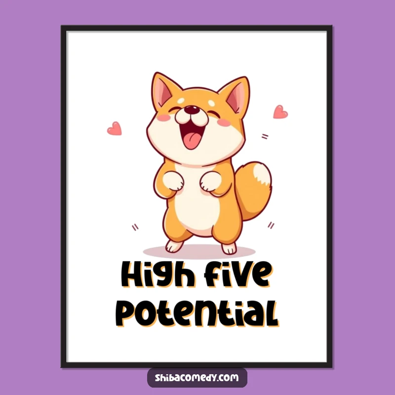 Funny Jumping Shiba Inu Treat Digital Art: Energetic Dog Print Gift