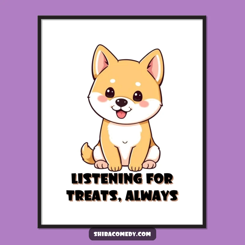 Funny Perky Ears Shiba Inu Digital Art - Hilarious Printable Wall Decor