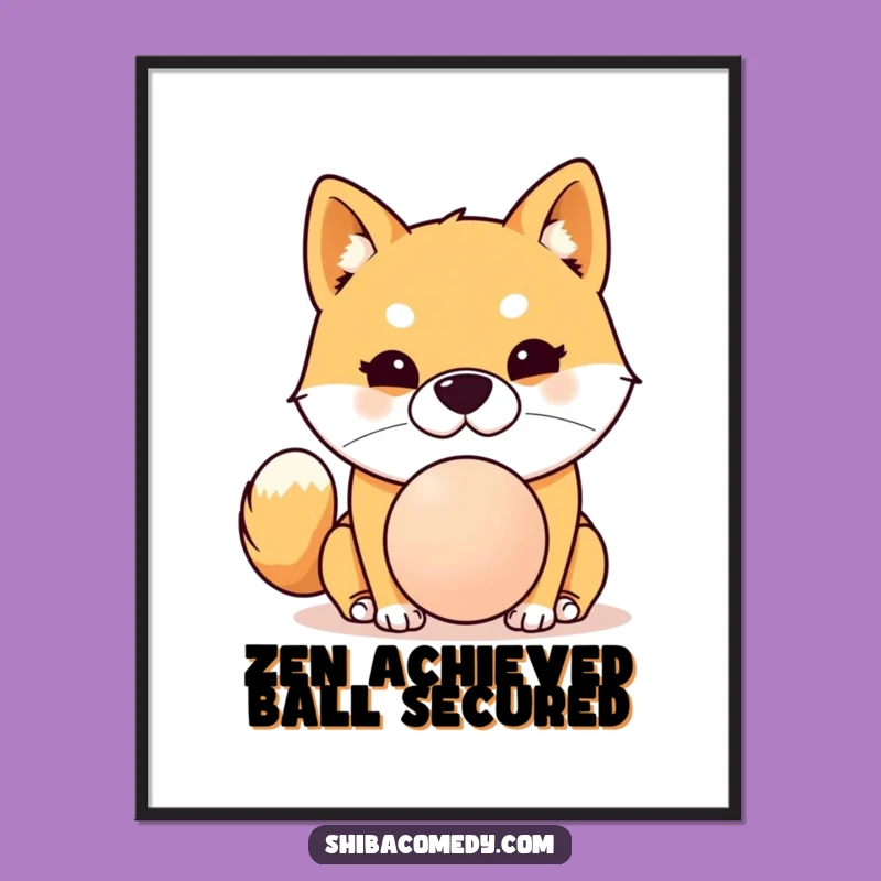 Funny Shiba Inu Balancing Ball Digital Print: Hilarious Dog Art Download