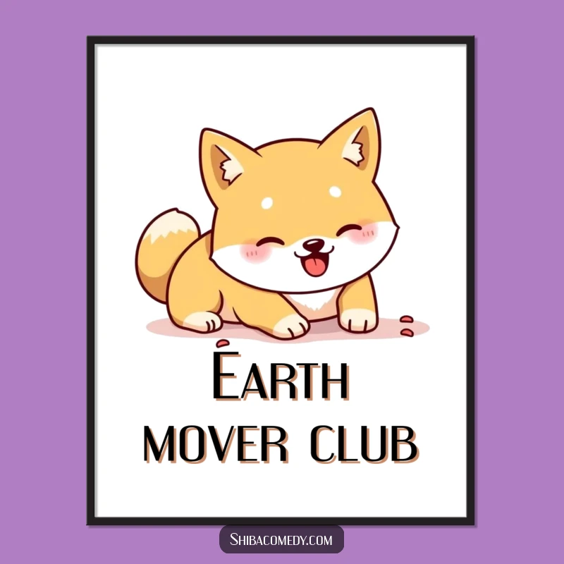 Funny Shiba Inu Digging Digital Art - Energetic Paws, Instant Hilarious Gift