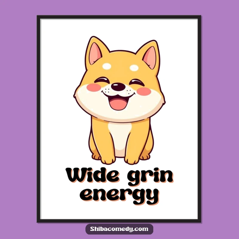 Funny Shiba Inu Digital Art: Grinning Pant Joy, Instant Download Decor