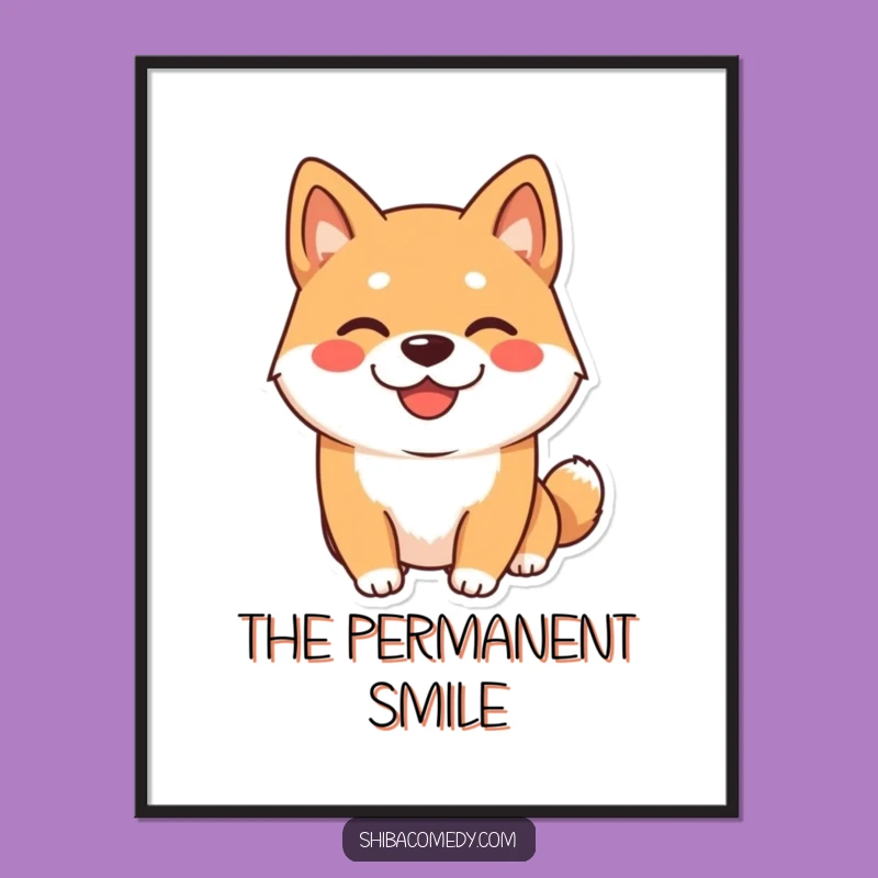 Funny Shiba Inu Digital Art: Playful Grin Print for Dog-Themed Decor