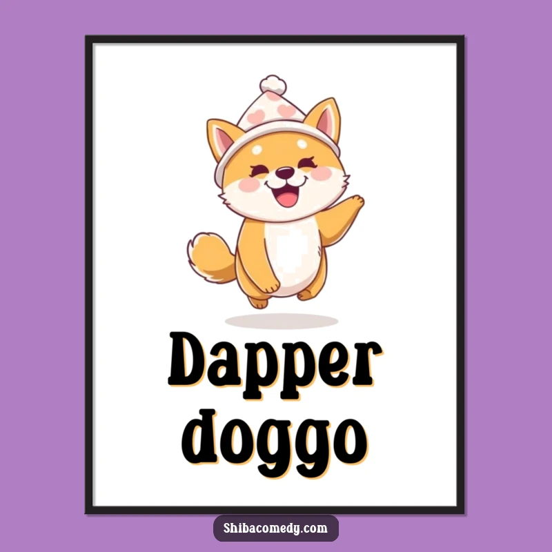 Funny Shiba Inu Hat Digital Art - Instant Excited Dog Download