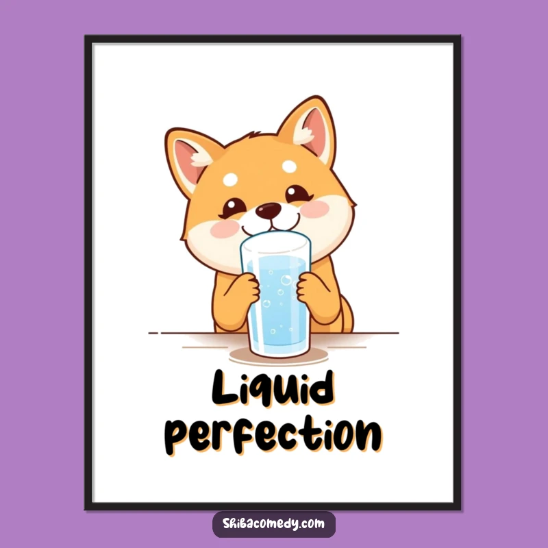 Funny Shiba Inu Hydration Art Print - Hilarious Dog Wall Decor Gift