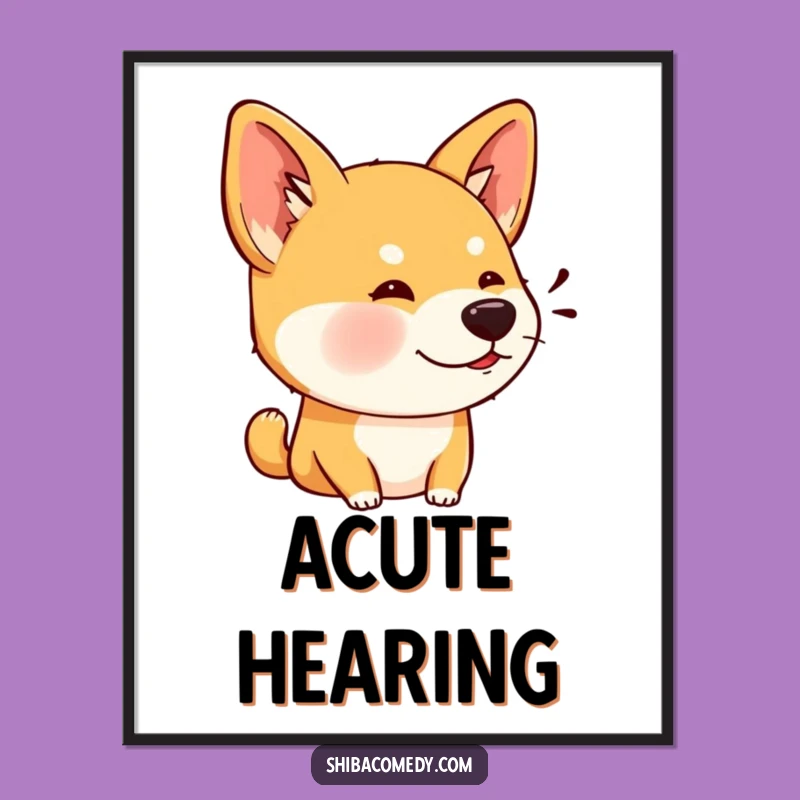 Funny Shiba Inu Listening Digital Print: Bring Alert Charm Home!