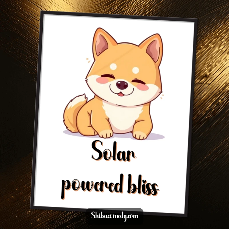 Funny Shiba Inu digital art print showing a content dog peacefully snoozing in a warm sunbeam.