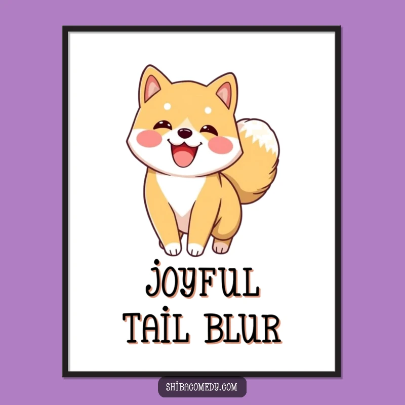 Funny Shiba Inu Tail Wag Art Print: Decorate with Hilarious Canine Energy!