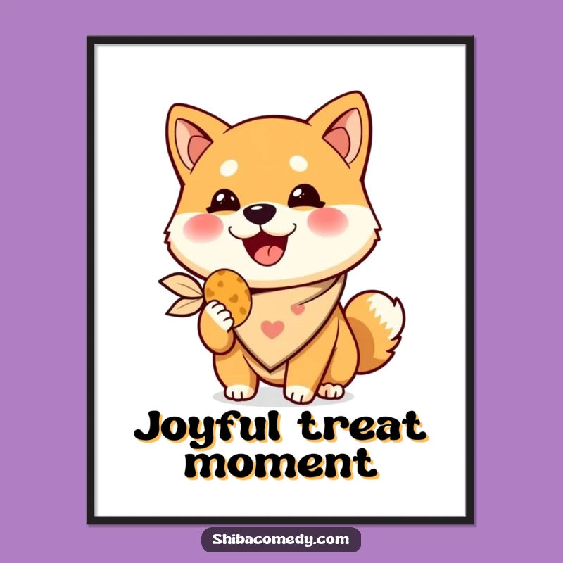 Funny Shiba Inu Treat Digital Art: Happy Dog Printable, Perfect Instant Humorous Gift