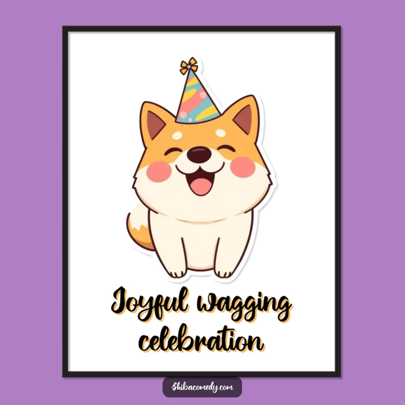 Funny Shiba Inu Party Digital Art - Instant Joy & Celebration!