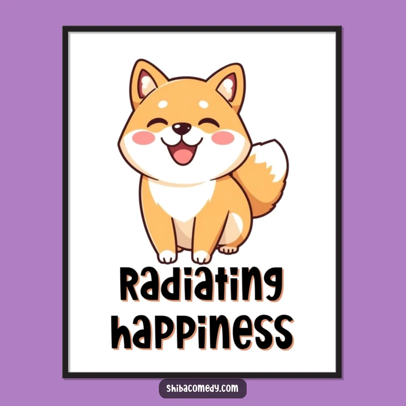 Funny Happy Shiba Inu Digital Print: Instant Joy for Your Walls
