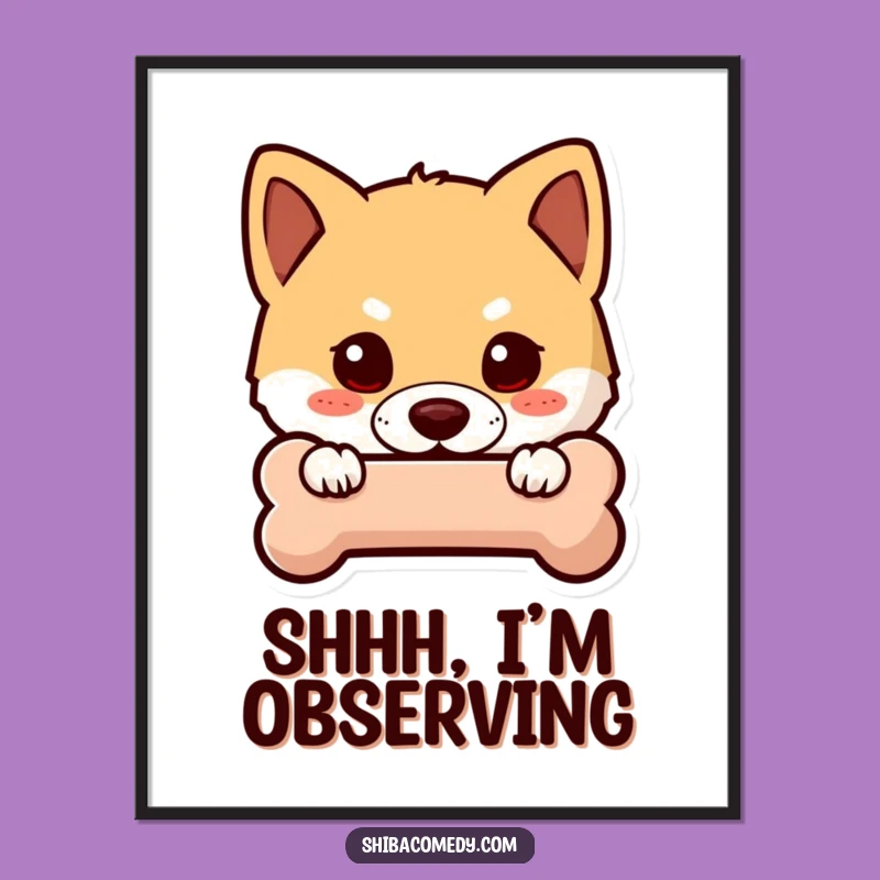 Funny Shiba Inu Bone Digital Art - Curious Dog Download for Walls