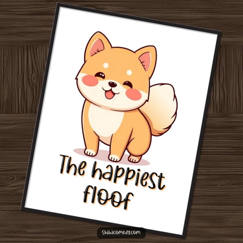 Funny Shiba Inu Digital Art Print of a happy dog wagging its tail, instantly downloadable and a funny gift.