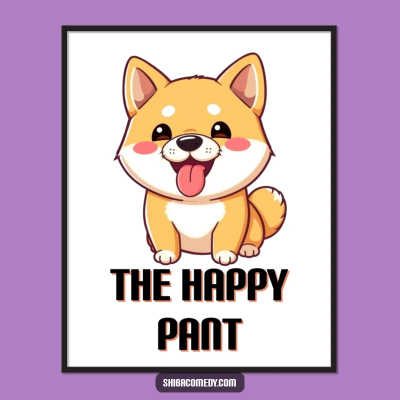 Funny Shiba Inu Tongue Out Digital Art: Goofy Print for Playful Decor