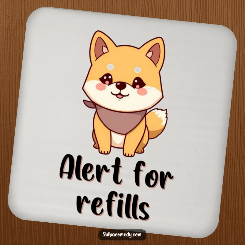 Funny Alert Shiba Inu Coaster: Protects surfaces with art of an alert dog wearing a bandana, adding a cool vibe.