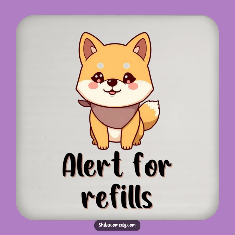 Funny Alert Shiba Inu Coaster - Bandana Dog Art for Tables