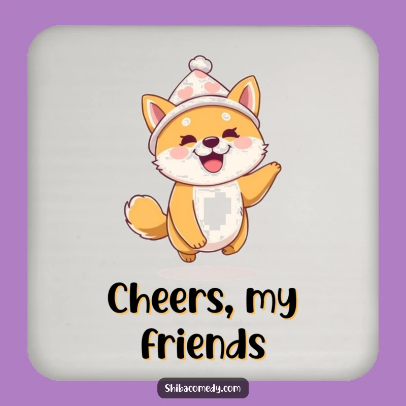 Funny Shiba Inu Hat Coaster Set - Festive Dog Decor Gift