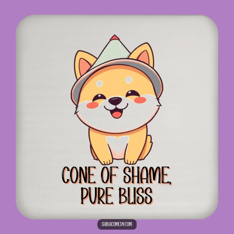 Funny Cone Hat Shiba Inu Coaster - Hilarious Dog Decor for Tables