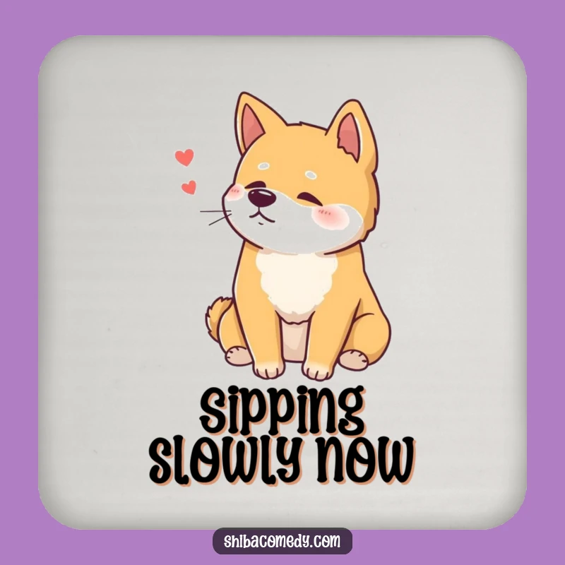 Funny Content Shiba Inu Sigh Coaster Set: Relaxed Dog Drink Protection Gift