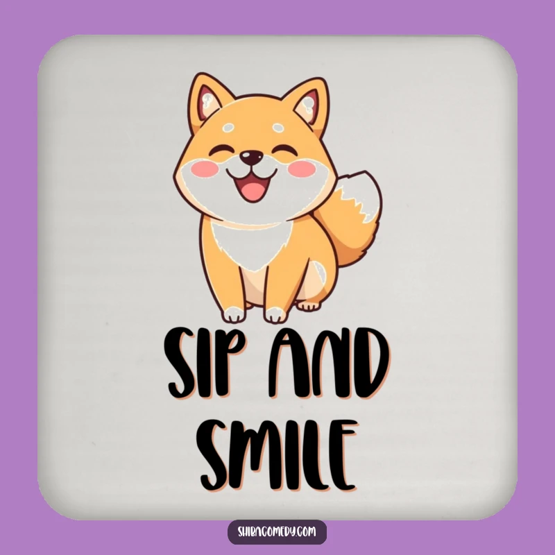 Funny Happy Shiba Inu Coaster Set: Protect Surfaces with Smiles