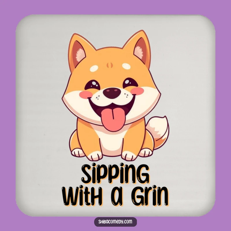Funny Happy Shiba Inu Grin Coasters: Protect Surfaces with Hilarious Doggy Smiles!