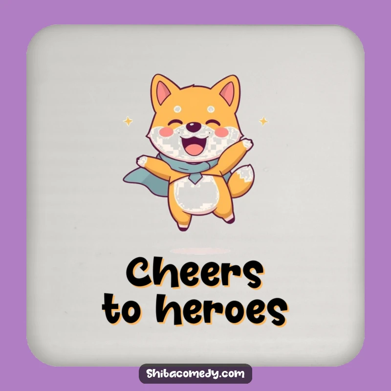 Funny Shiba Inu Cape Coaster Set: Protect Surfaces with Heroism