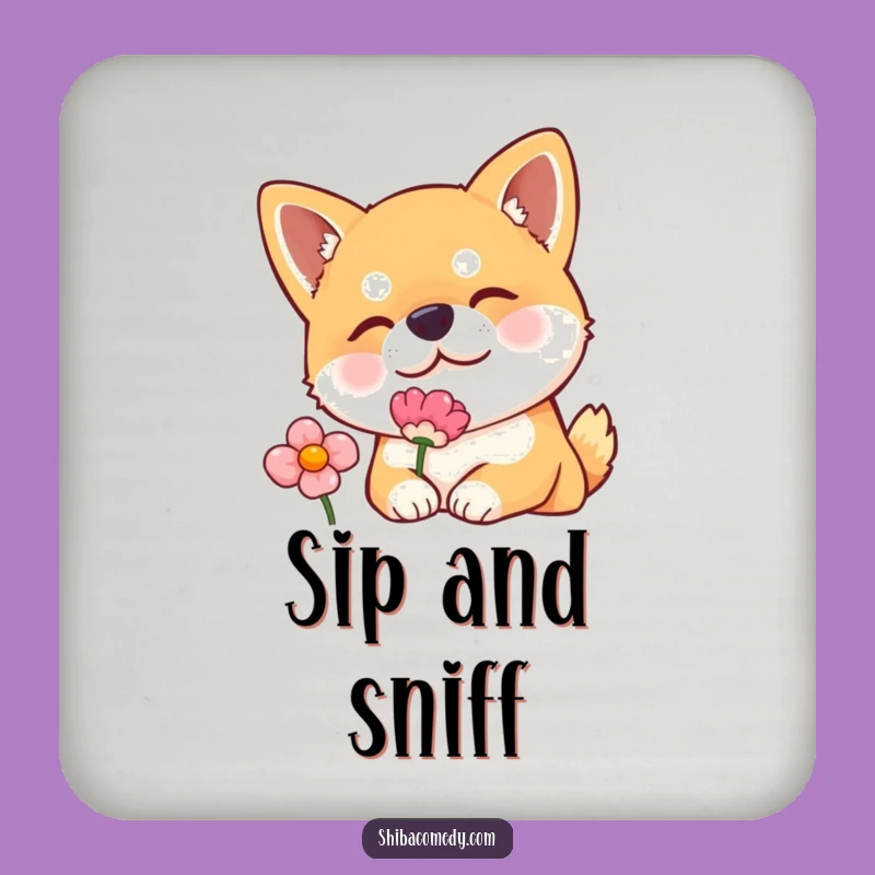 Funny Shiba Inu Coaster: Curious Flower Sniffer Protector, Adorable Gift