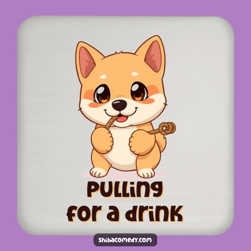 Funny Shiba Inu Coaster: Expressive Eyes Tug-of-War Protector, Playful Gift