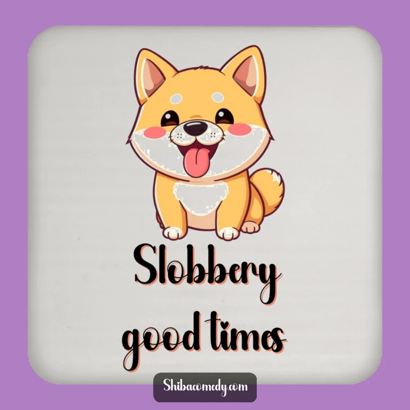 Funny Shiba Inu Tongue Out Coasters: Goofy Protection, Set of Dog Lover Gifts