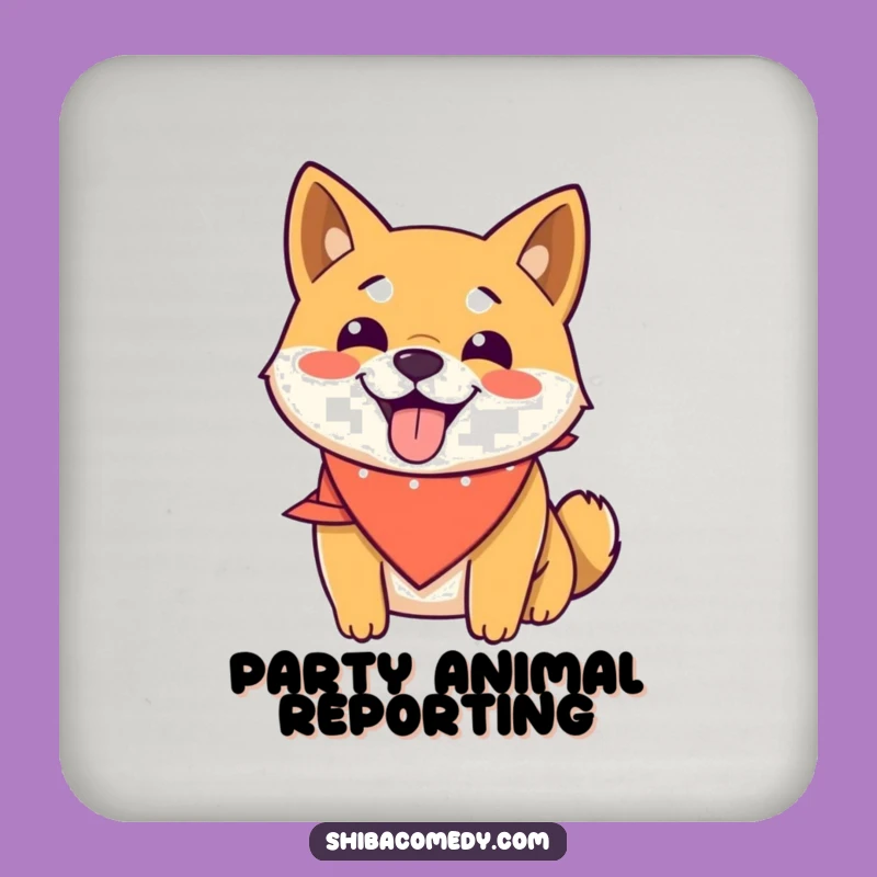 Funny Smiling Shiba Inu Bandana Coasters: Protect Surfaces