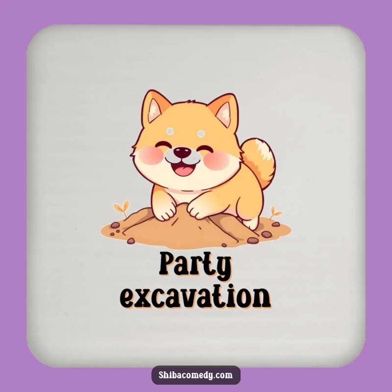Funny Shiba Inu Digging Coaster: Smiling Dog Drink Protector, Perfect Humorous Gift