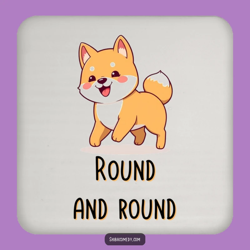 Funny Shiba Inu Tail Chaser Coaster: Protect Surfaces with Canine Charm!