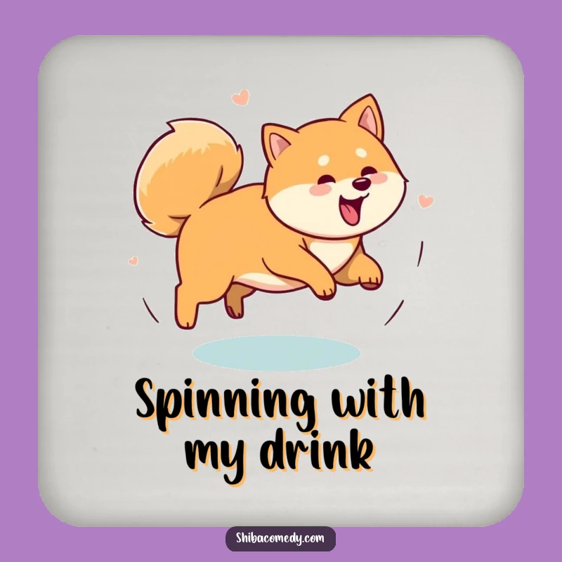 Funny Shiba Inu Tail Chase Coaster Set: Protect Surfaces with Fun