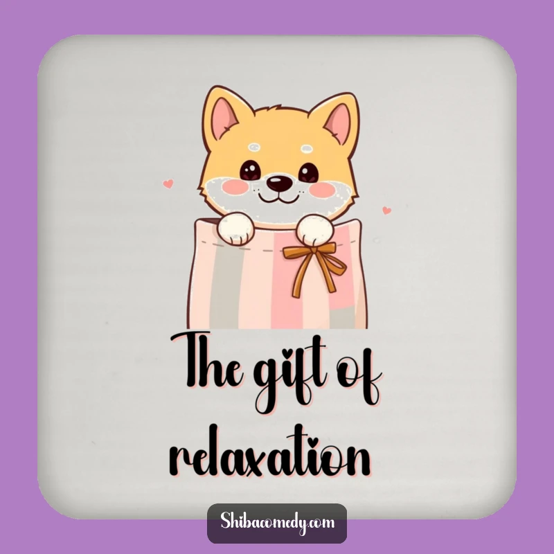 Funny Curious Shiba Inu Gift Bag Coaster - Protect Surfaces with Peek!