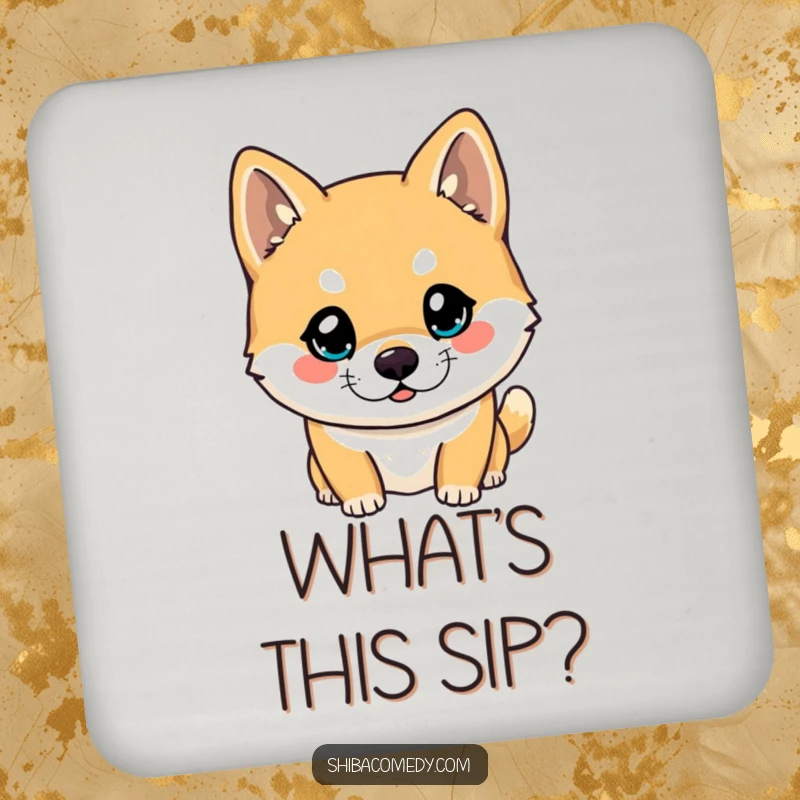Funny Shiba Inu coasters showcasing a dog with bright, curious eyes looking forward, protecting surfaces with a dash of playful charm.