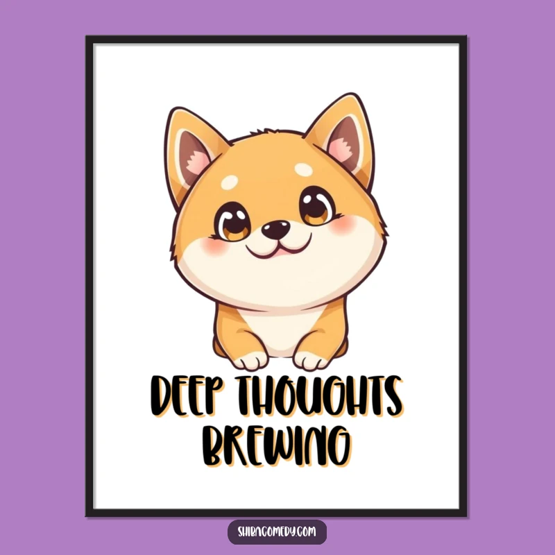 Funny Shiba Inu Head Tilt Poster: Curious Dog Art, Perfect Wall Decor Gift