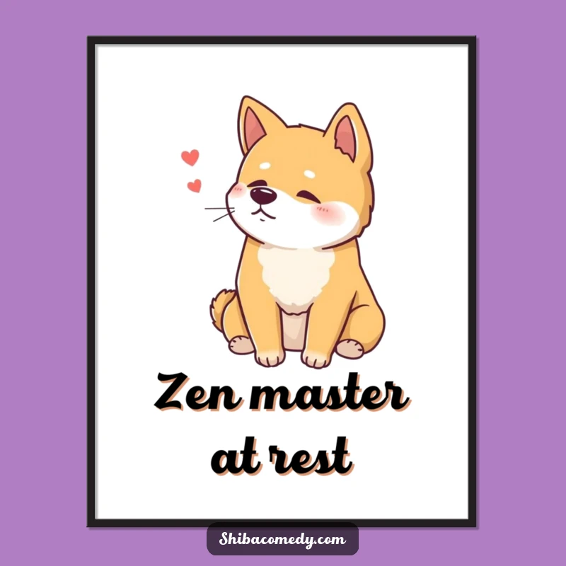 Funny Content Shiba Inu Sigh Poster: Relaxed Dog Art Print Gift