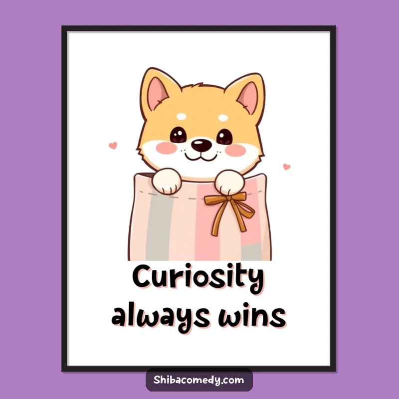 Funny Curious Shiba Inu Gift Bag Poster - Peek-a-boo Wall Art Gift!