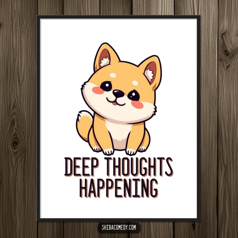 Funny Shiba Inu Poster: Charming wall art of a curious dog tilting its head, one ear up, exuding adorable personality.