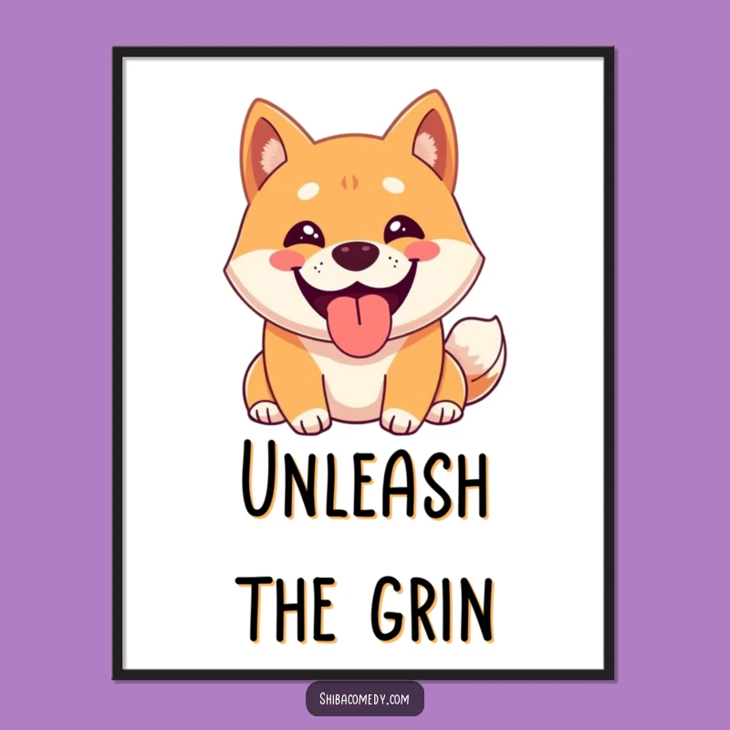 Funny Happy Shiba Inu Grin Poster: Decorate with Hilarious Canine Joy!