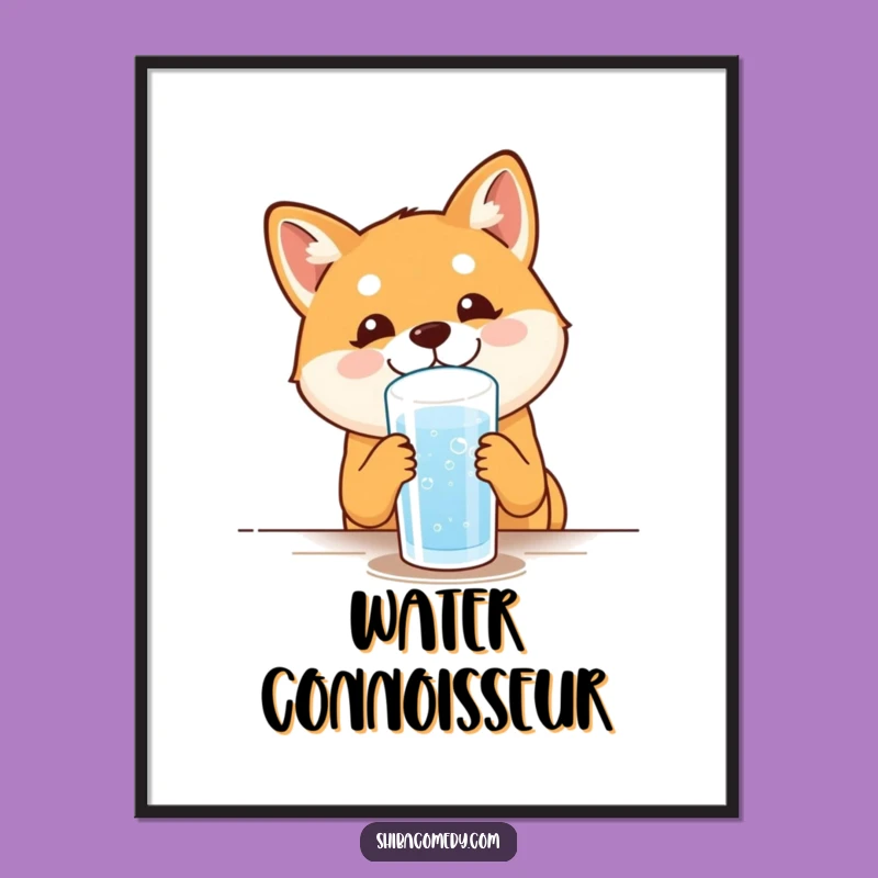 Funny Shiba Inu Hydration Poster - Hilarious Wall Art for Dog Enthusiasts