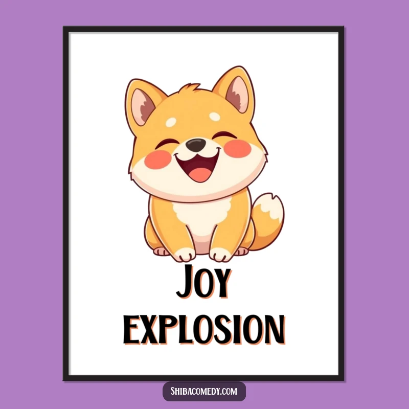 Funny Shiba Inu Joy Poster - Grinning Dog Art for Happy Spaces