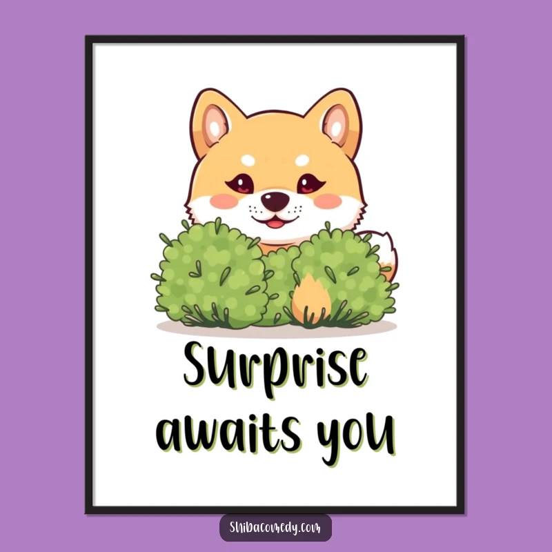 Funny Shiba Inu Mischief Poster - Playful Dog Art Print Gift