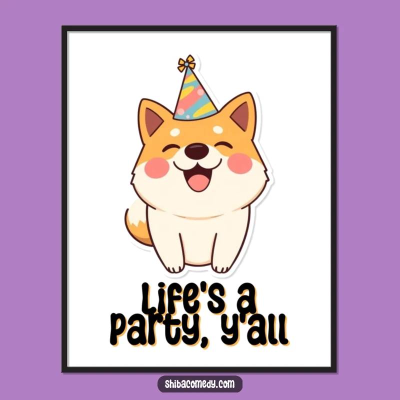 Funny Shiba Inu Party Poster - Joyful Wall Art for Celebrations!