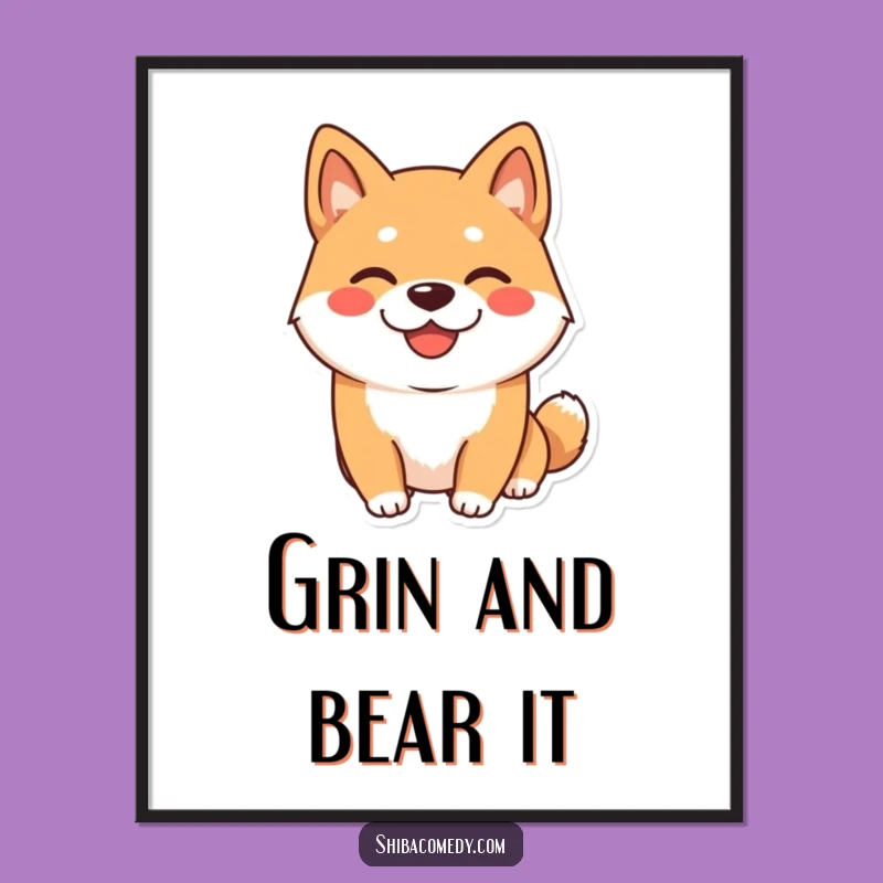 Funny Shiba Inu Poster: Playful Grin Art, Hilarious Dog Wall Decor Gift