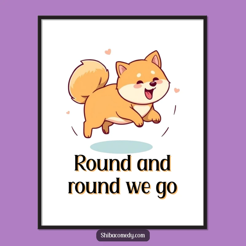 Funny Shiba Inu Tail Chase Poster: Wall Art Full of Action