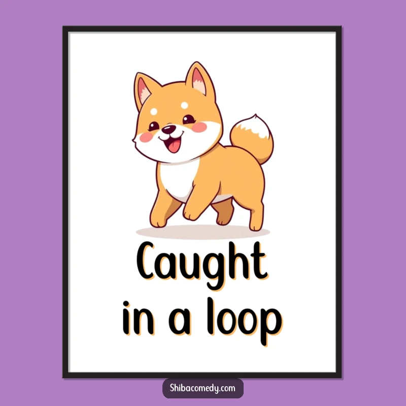 Funny Shiba Inu Tail Chaser Poster: Add Playful Charm to Your Walls!