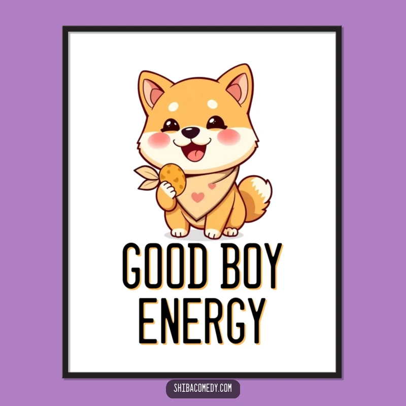 Funny Shiba Inu Treat Poster: Happy Dog Art, Perfect Wall Decor Gift for Dog Lovers