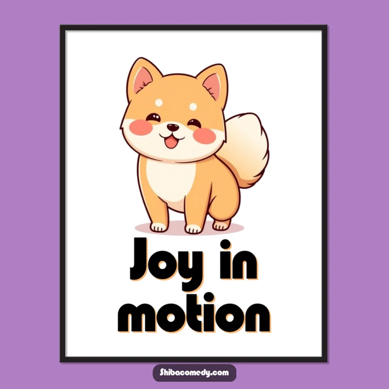 Funny Wagging Shiba Inu Tail Poster: Happy Dog Art Print Gift