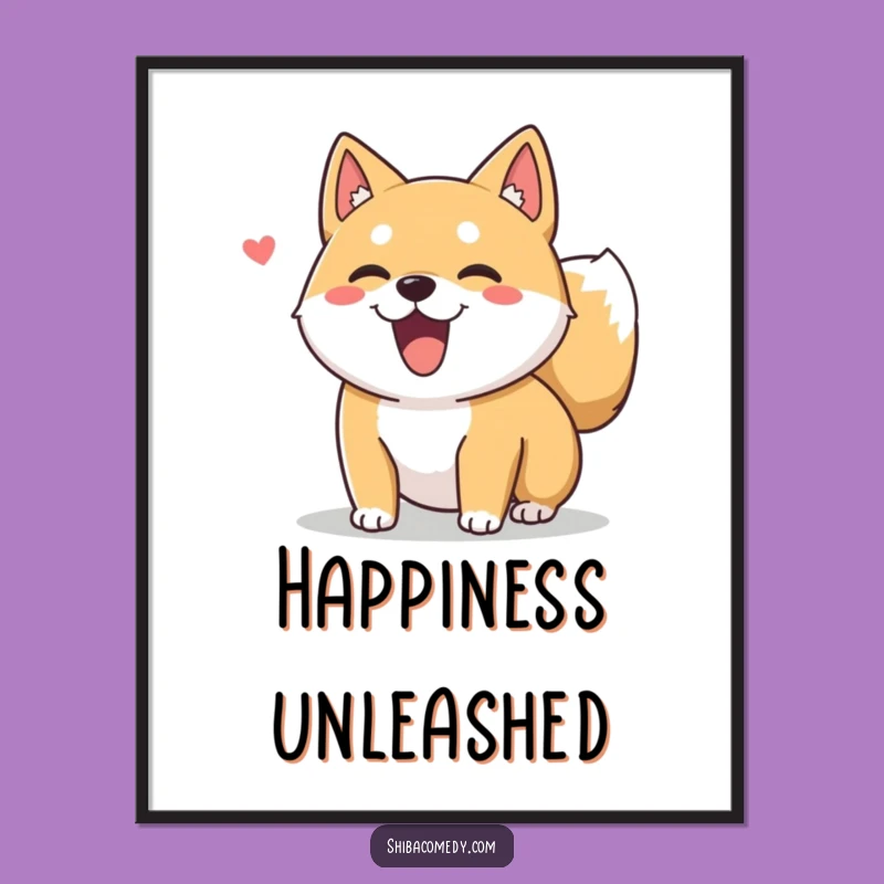 Funny Shiba Inu Poster: Excited Tail Wag Art, Decorate with Canine Cheer